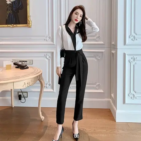 显瘦遮肉黑色裤子女2024新款秋季高腰显腿长职业装休闲百搭小西裤图片