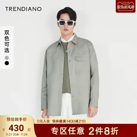 TRENDIANO官方潮牌男装秋季新款时尚简约薄款长袖衬衫外套男商品大图
