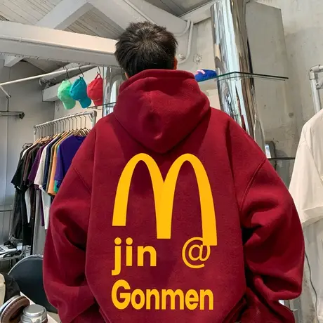 连帽套头卫衣男秋冬季新款情侣潮流帽衫宽松潮牌ins休闲运动外套商品大图