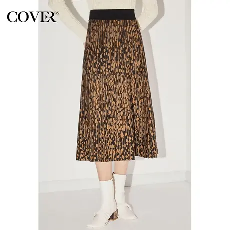 COVER冬季几何印花棉质A字半身裙图片