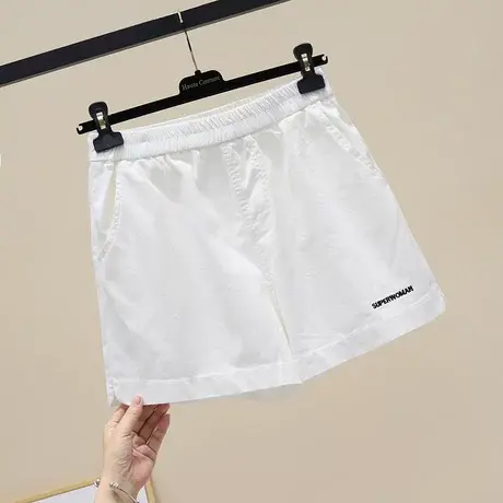 2023夏季新款字母刺绣休闲短裤宽松热裤水洗棉牛仔阔腿短裤ins潮商品大图