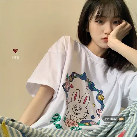 2024年春季新款潮韩版宽松韩风chic上衣美式街头网红t恤女ins图片