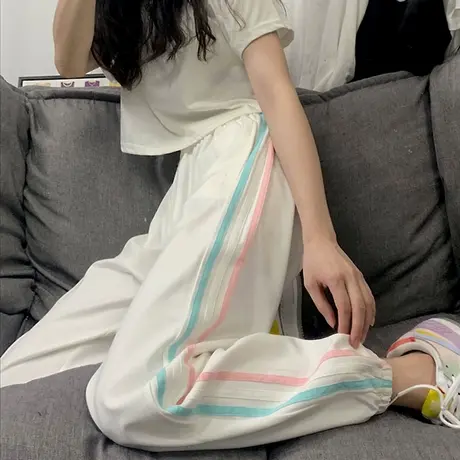 运动裤女宽松束脚夏季薄款2025新款显瘦百搭阔腿裤春秋休闲卫裤潮商品大图