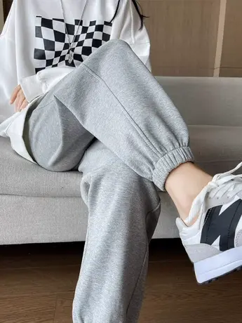 黑色阔腿裤女显瘦高腰垂感小个子宽松直筒束脚灰色休闲裤子夏春秋图片