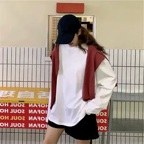 chic长袖t恤女初秋衣内搭春秋冬季洋气打底衫2024年新款白色上衣商品大图