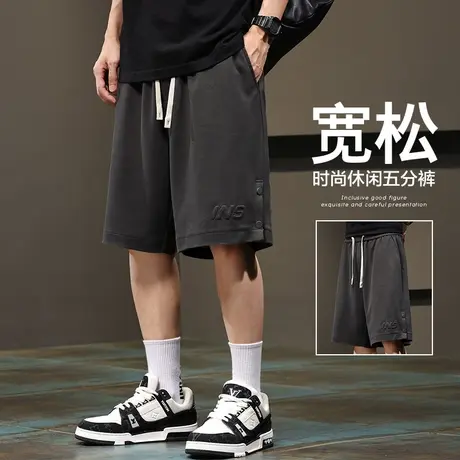 夏天针织男款美式五分休闲短裤运动夏季薄款男士宽松潮牌篮球中裤商品大图