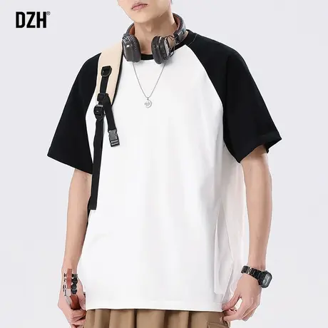 男士插肩短袖t恤男夏季纯棉2023年新款重磅体恤男款简约纯色上衣商品大图