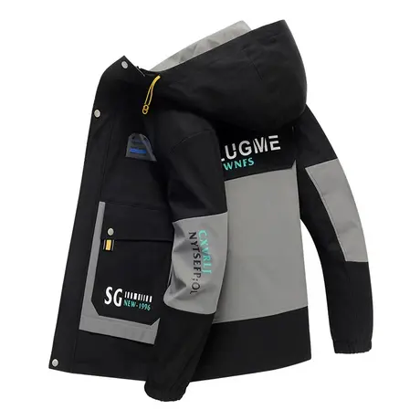 春秋冬季新款加绒加厚夹克男2023年韩版男士青少年外套潮流棉衣服商品大图