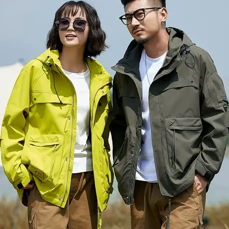 时尚宽松情侣夹克多口袋秋冬夹克外套男潮流百搭连帽休闲潮流外套图片