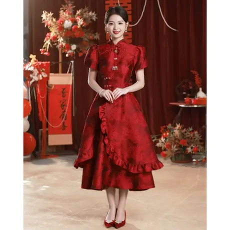 敬酒服2023新款新娘高级感法式订婚礼服女夏季旗袍回门服高端大气商品大图