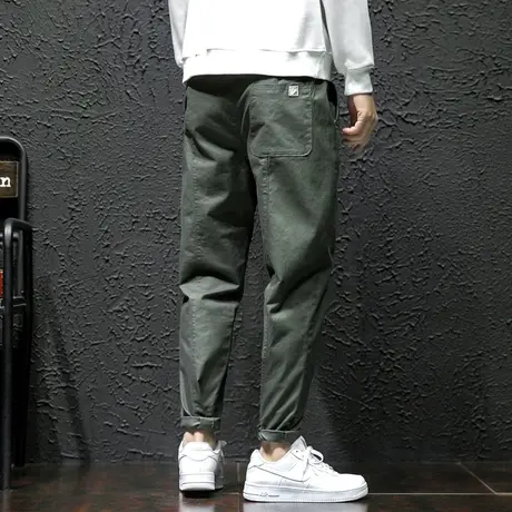 秋冬裤子男韩版潮流宽松潮牌工装九分裤百搭直筒休闲长裤秋季男裤商品大图