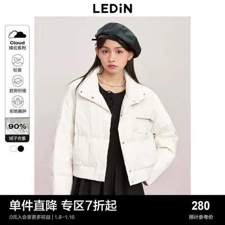 乐町少女朋克羽绒外套秋冬新款三防女装截短款夹克式立领羽绒服图片