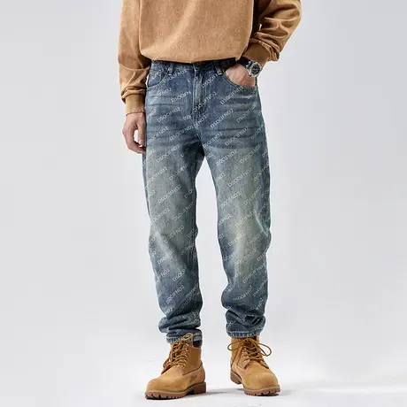 美式复古牛仔裤男宽松直筒休闲潮牌秋冬款锥形男士长裤子2023新款商品大图