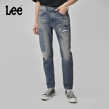 Lee商场同款24春季新品101+731舒适中腰锥形浅蓝色补丁男牛仔裤潮图片