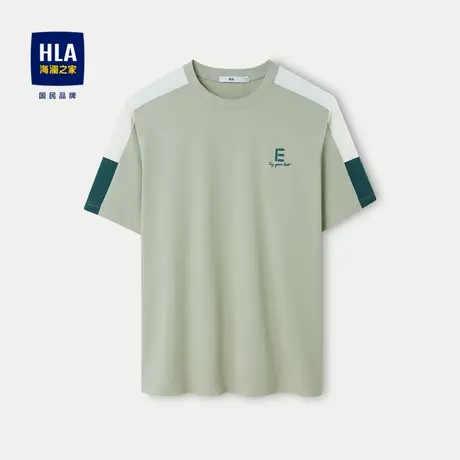 HLA/海澜之家凉感吸湿排汗短袖T恤24春夏新印花肩部撞色圆领T恤男图片