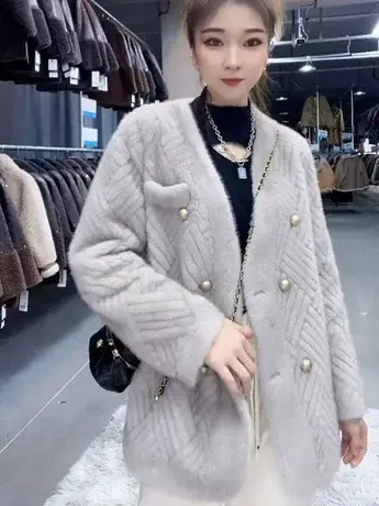 小香风气质毛毛外套女2024冬季新款开衫韩版设计感显瘦洋气大衣潮商品大图