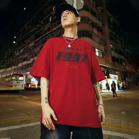 Nuthink美式街头嘻哈宽松潮流短袖T恤男潮牌春季国潮大码半袖上衣图片