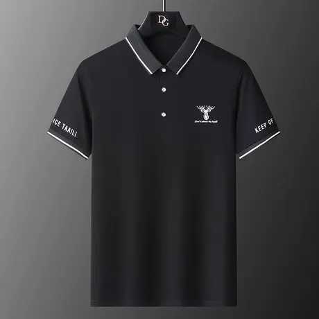 夏季短袖t恤男士polo衫纯棉翻领半袖修身休闲青年刺绣体恤打底衫商品大图