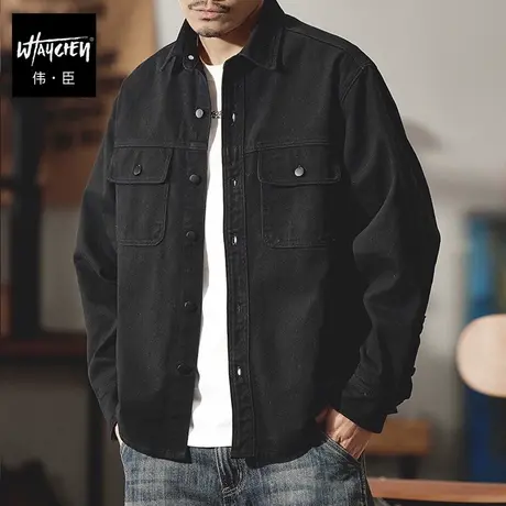 伟臣潮流大码男式春季新品牛仔外套胖子加肥加大外套肥佬休闲夹克图片