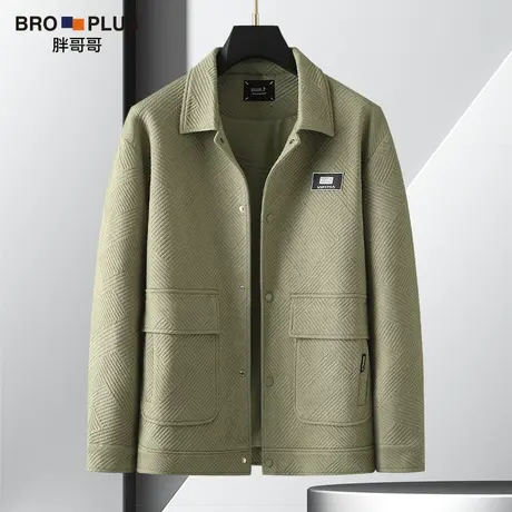 胖哥哥大码男装斜纹高端工装外套男时尚潮流宽松加肥加大秋季上衣图片