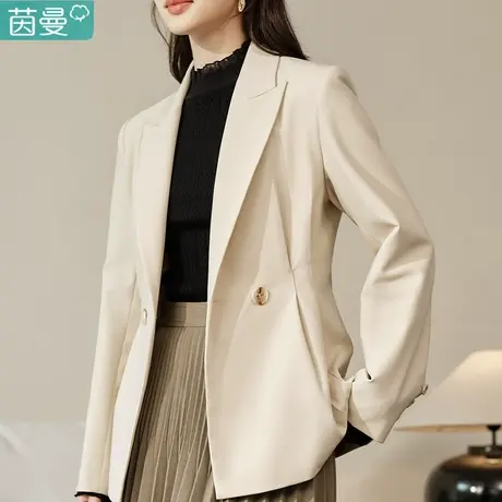 茵曼法式通勤设计感小西装女2024年冬季新款别致收腰显瘦v领外套图片