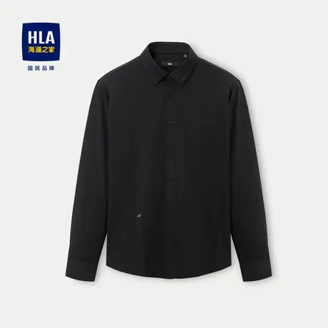 HLA/海澜之家无痕科技长袖休闲衬衫2023秋季新款免烫五防黑衬衣男商品大图