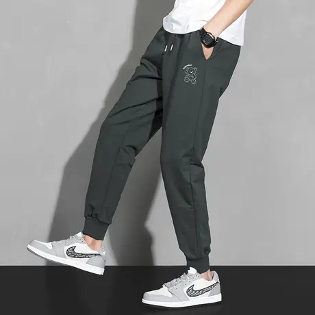 长裤子男2023新款秋冬季潮流运动裤九分抽绳小脚束脚小熊卫裤百搭商品大图