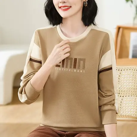 早秋圆领卫衣女装2023年新款时尚休闲上衣服宽松百搭套头长袖外套图片