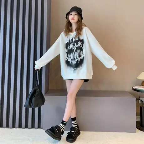 春秋薄款卫衣外套女2023新款早秋季宽松慵懒风休闲百搭设计感上衣商品大图