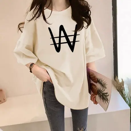 欧版大码纯棉短袖t恤女半袖2023新款显瘦遮肉女装胖mm时髦上衣潮商品大图