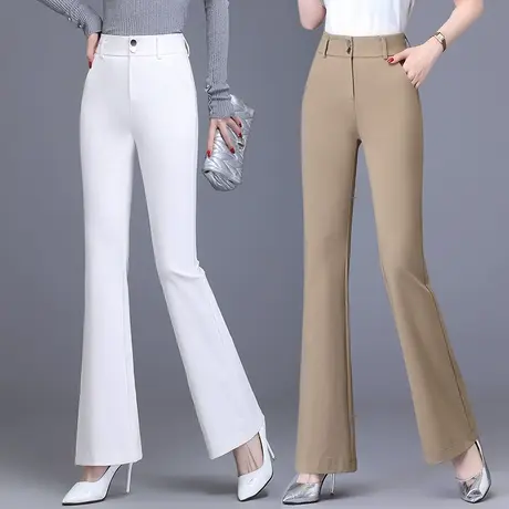 喇叭裤女高腰显瘦2023新款春秋季垂感拖地休闲裤子阔腿西装马蹄裤商品大图