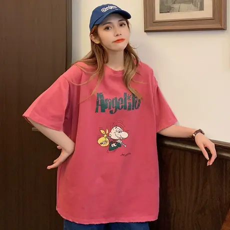 欧货大版ins短袖t恤女2020早春韩版宽松洋气网红百搭蹦迪上衣服潮图片