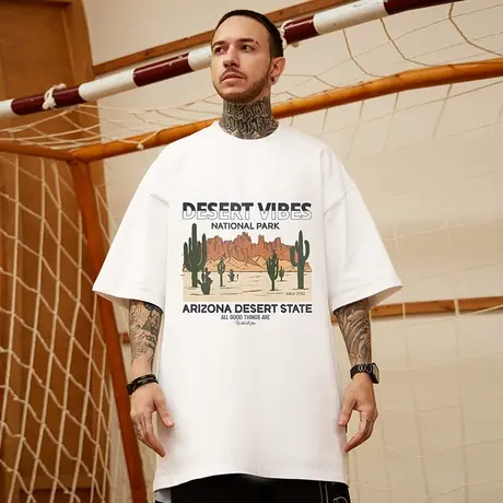 oversize美式高街简约大码胖子男装情侣宽松短袖T恤潮流ins半袖夏商品大图