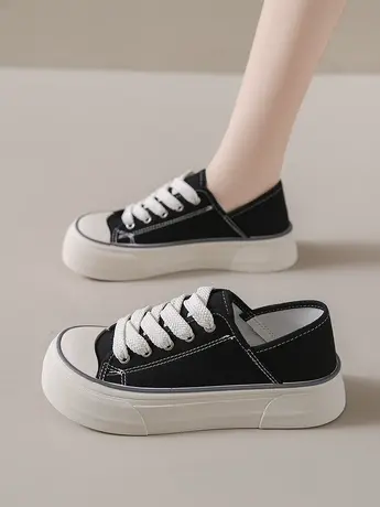 小众原创奶油大头鞋女2023春夏新款可爱厚底芒果头帆布鞋韩版百搭商品大图