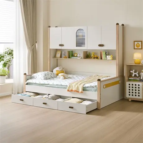 全友家居北欧风儿童床儿童房1米2男孩女孩衣柜床一体小户型121386图片
