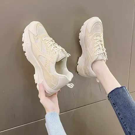 秋季女鞋大码4142老爹鞋2023新款超轻便运动鞋显脚小ins潮雪糕鞋图片