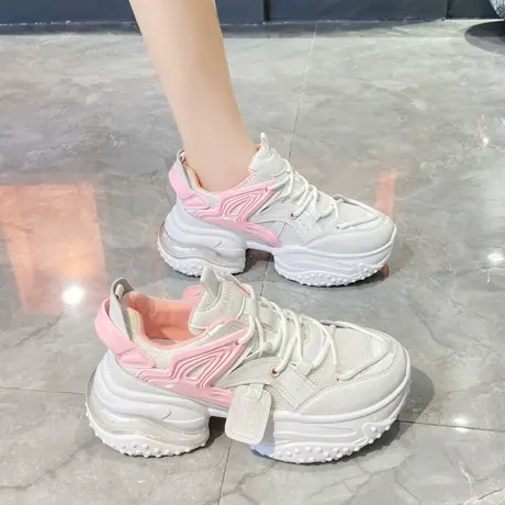 透气老爹鞋女2023春季新款夏季厚底百搭休闲小白运动薄款网面女鞋商品大图