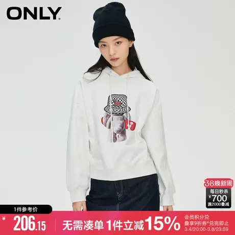 ONLY冬季时尚印花连帽宽松落肩长袖卫衣女|12319S003商品大图