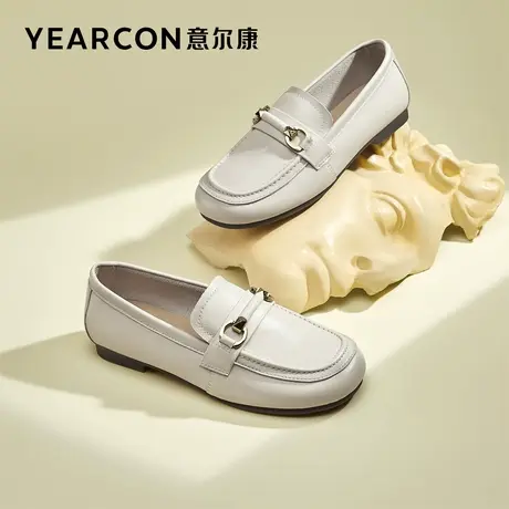 意尔康女鞋2023春季新款女士乐福鞋真皮低跟久站不累工作鞋妈妈鞋图片
