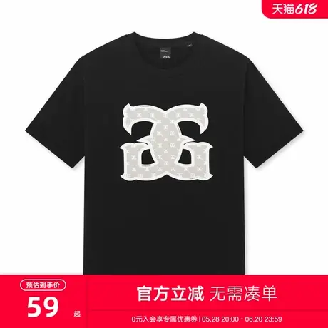 GXG男装 夏季老花图案休闲潮搭短袖T恤男商品大图