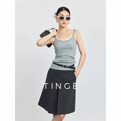 TINGE贴己17.5um超细美利奴纯羊毛可机洗吊带背心女外穿显瘦上衣图片