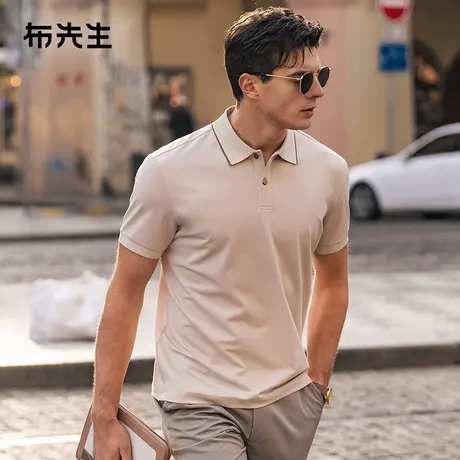 MrBu布先生格纹纹理扁机领短袖2025春夏新款商务气质t恤男AT16030图片