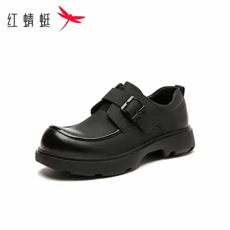 红蜻蜓休闲皮鞋男士英伦风百搭增高一脚蹬大头皮鞋厚底工装鞋子男商品大图