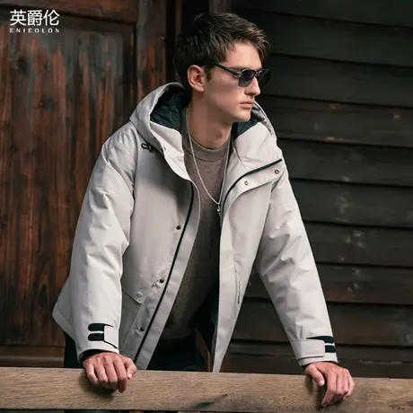 2024新款90绒子工装羽绒服男连帽保暖冬装潮牌男士冬季白鸭绒外套商品大图