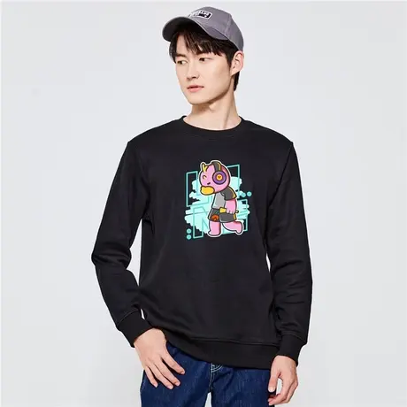 佐丹奴联名卫衣男秋冬新款加厚加绒卡通小熊印花套头衫男91093276商品大图