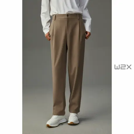 w2x2023冬季新款条纹肌理感休闲裤男垂坠感青年小西装裤长裤子潮商品大图