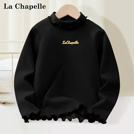 拉夏贝尔童装儿童秋冬打底衫2025新款德绒上衣木耳边内搭女童秋衣商品大图