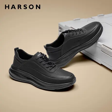 哈森男鞋春季新款商务休闲皮鞋真皮软底公务鞋轻便男士皮鞋爸爸鞋商品大图