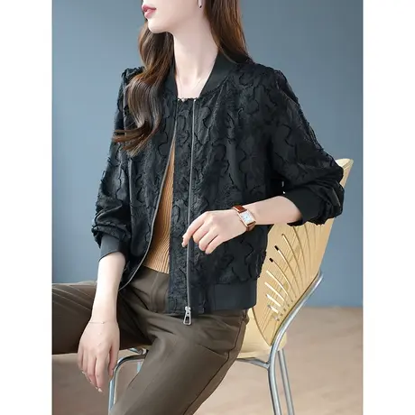 宝诗黎棒球领刺绣短款夹克上衣宽松女装2023秋季新款长袖休闲外套图片