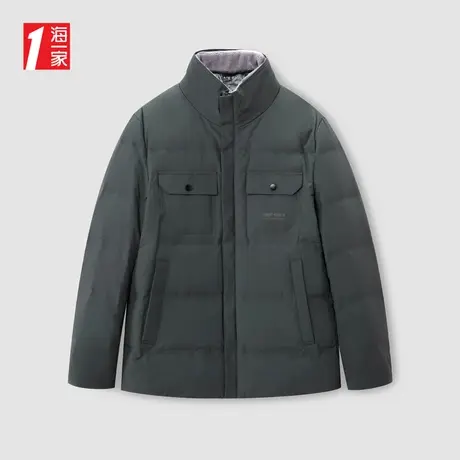 海一家带毛领翻领冬季保暖外套时尚字母印花商务休闲羽绒服男图片